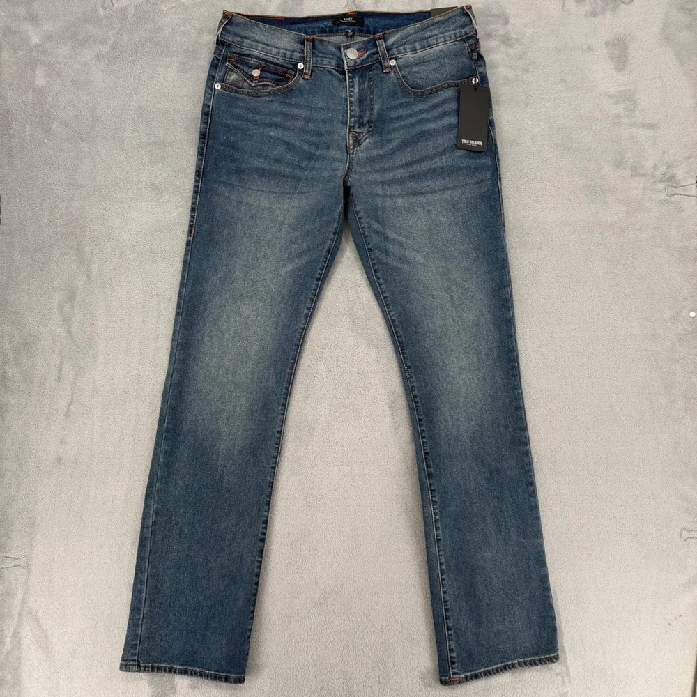True Religion Ricky Flap Straight‎ Jeans Medium Cuzzy Firefade Wash Mens Size 31